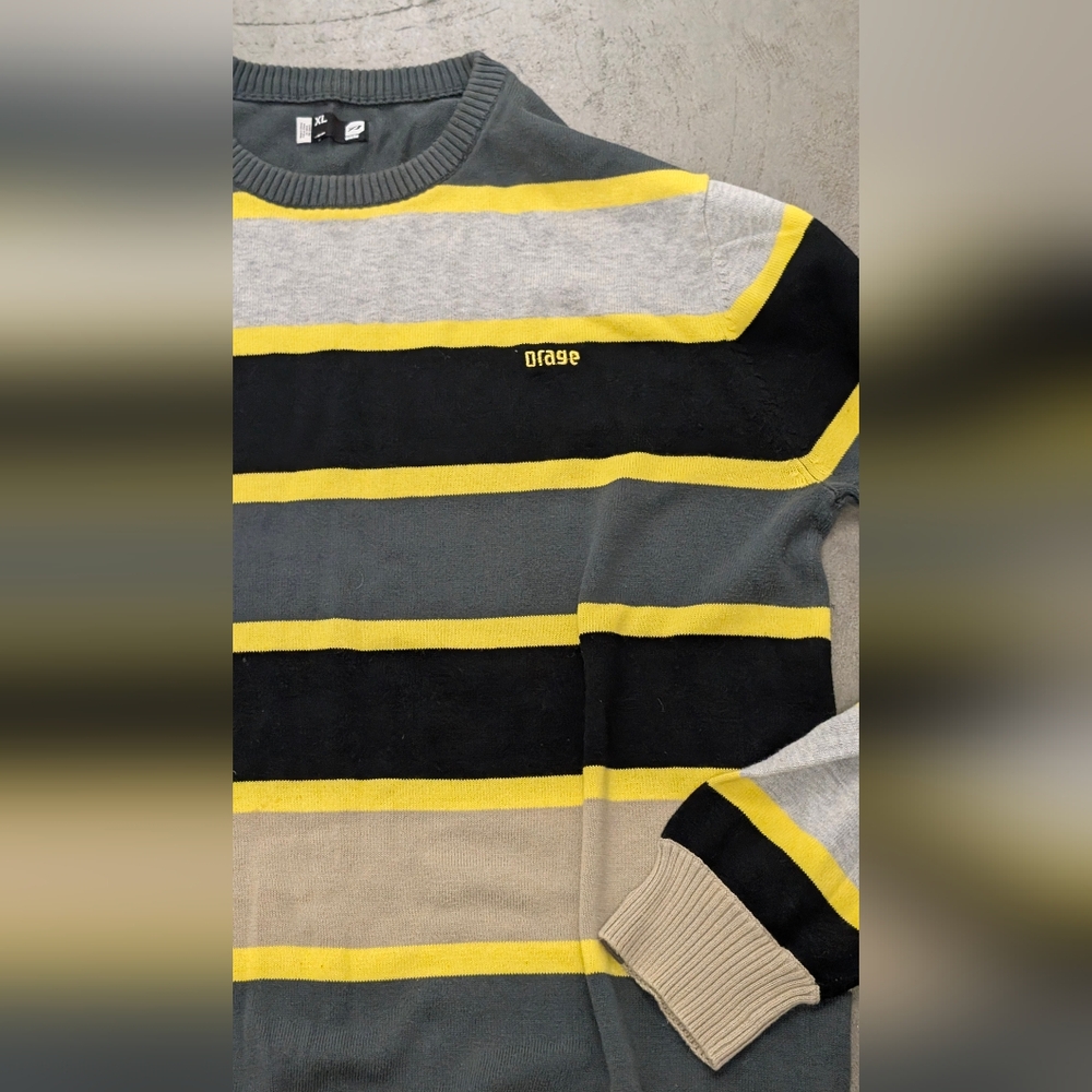 Orage Striped Sweater - Yellow, Black, Gray, X-large